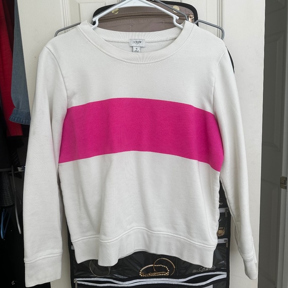 Hot Pink Color Block J Crew Sweatshirt - Picture 1 of 2